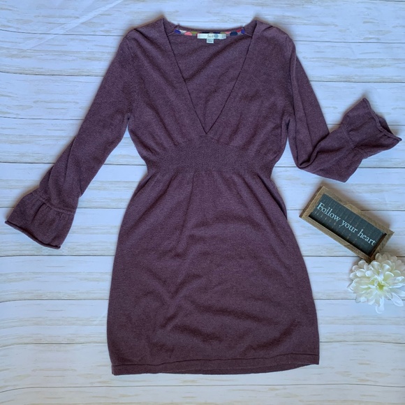 Boden Dresses & Skirts - Boden Cashmere Blend V-Neck Sweater Dress Purple